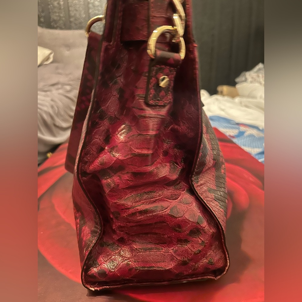 Michael Kors Red Python-Embossed Satchel - image 2